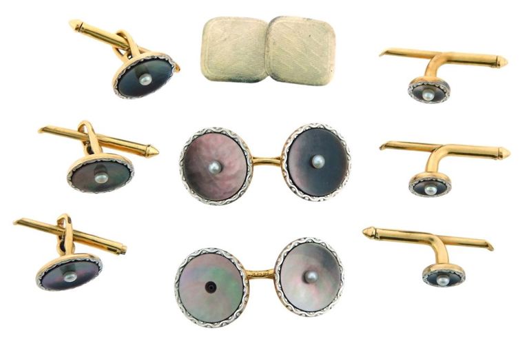 Nine gold cufflinks