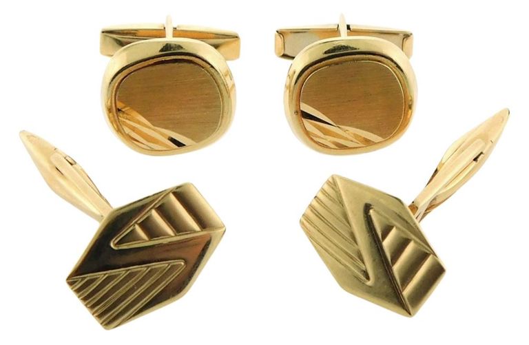 Two pairs of 18k yellow gold cufflinks