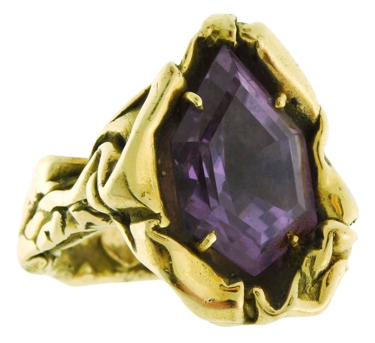 14k gold yellow gold amethyst ring