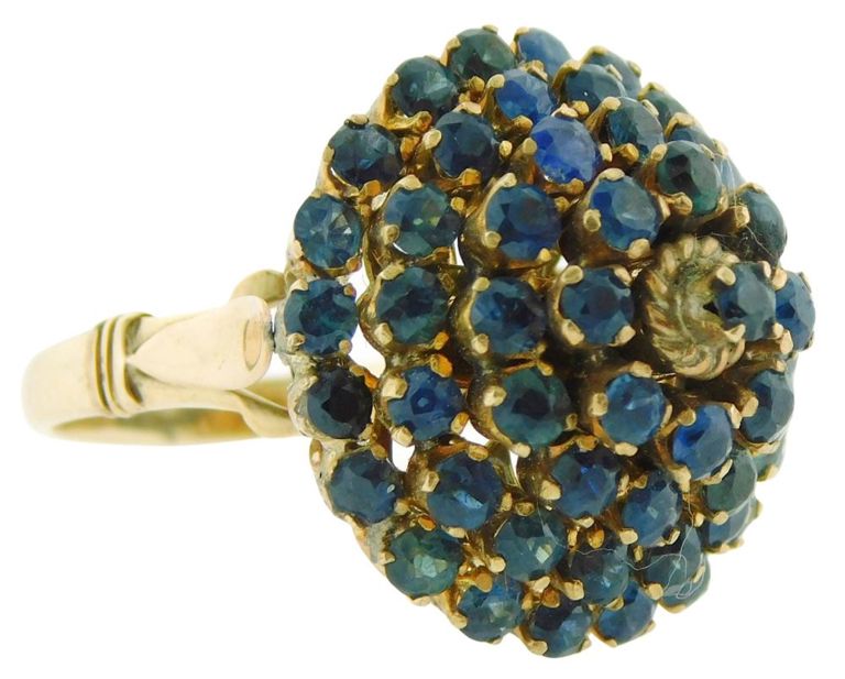 14k yellow gold sapphire cluster ring