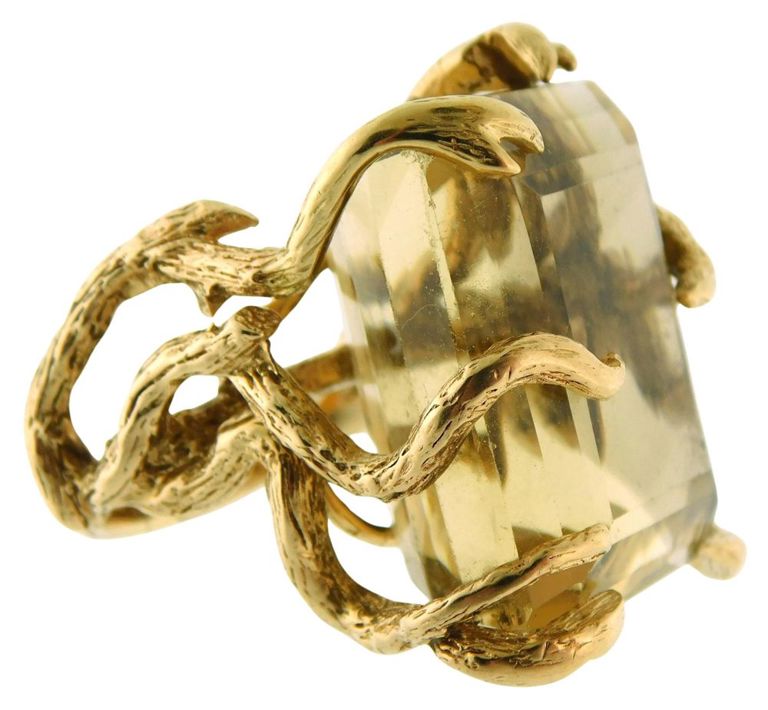 14k yellow gold citrine ring