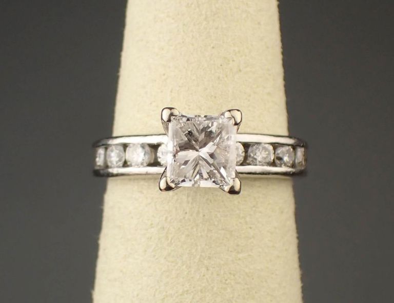 Diamond and platinum engagement ring