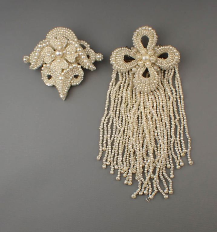 Two antique seed pearl and gold brooches