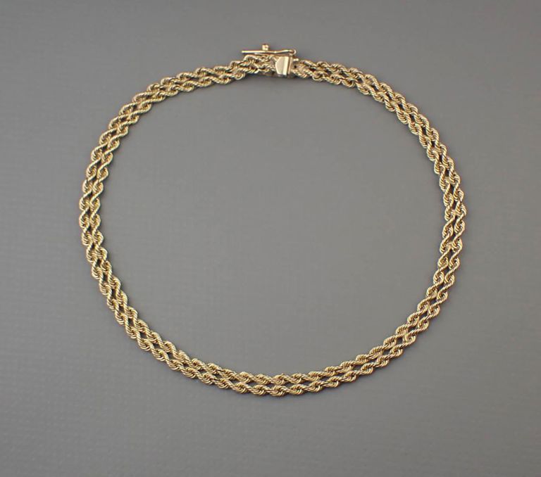 14k yellow gold double rope chain bracelet
