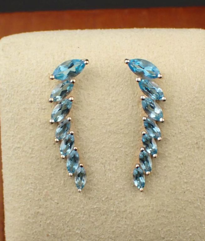 Blue topaz and 14k rose gold earrings