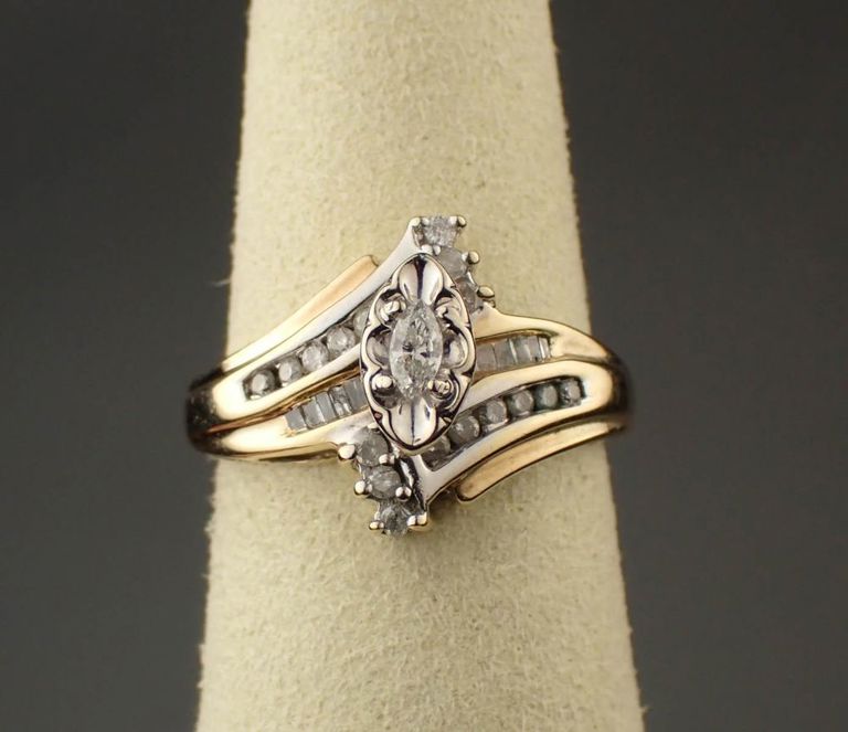 Diamond and two-tone gold ring