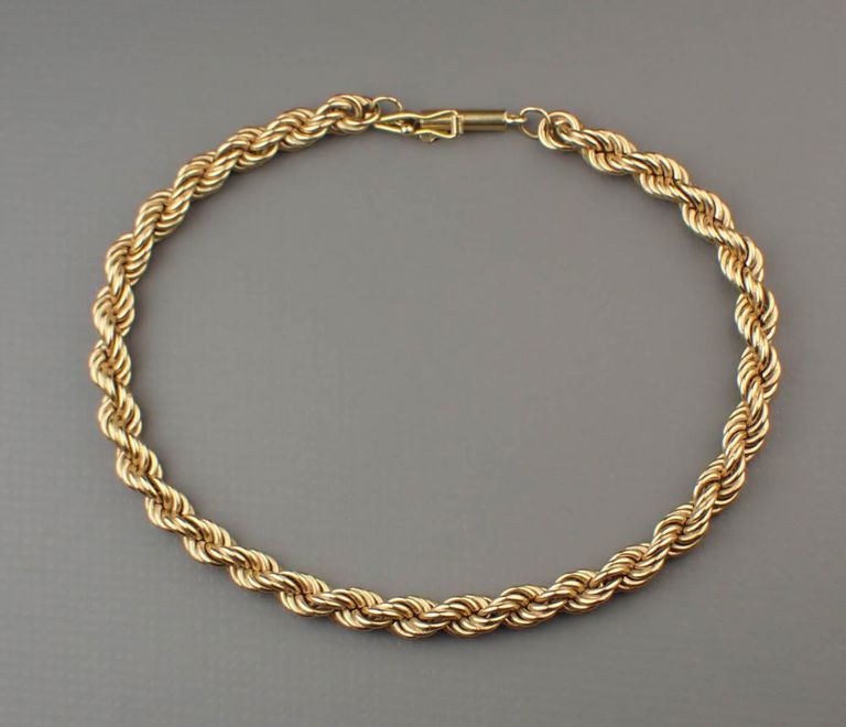 18k yellow gold rope chain bracelet