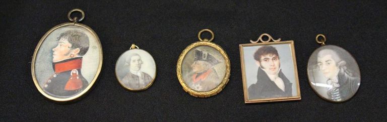 5 hand-painted miniature pendants