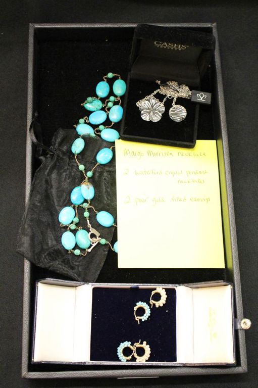 Tray of necklaces and earrings