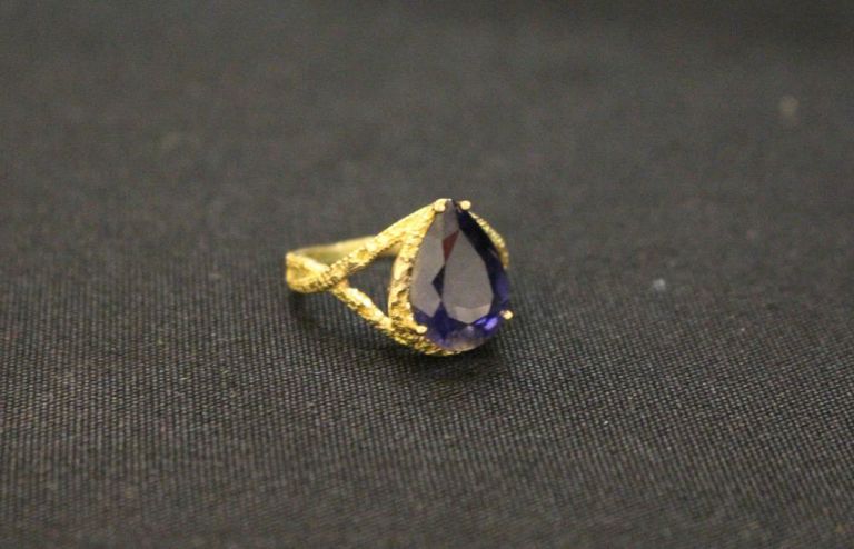 Iolite and 14k gold-plated ring