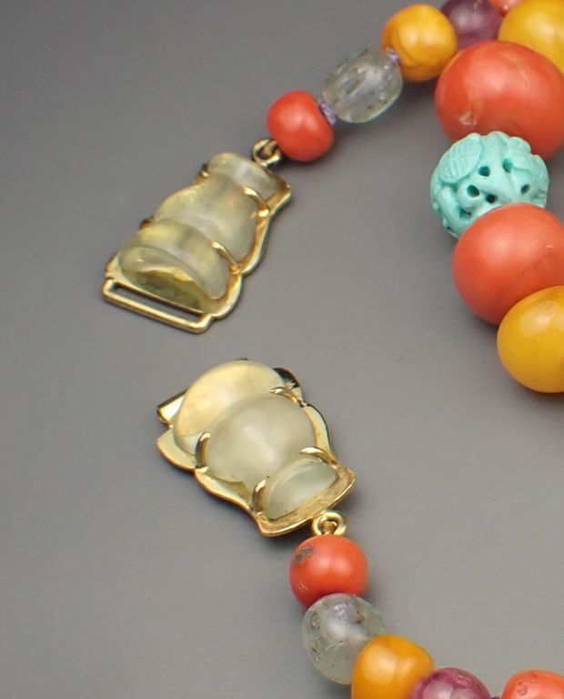 14k gold necklace with gemstones by Harry Fireside