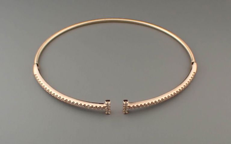 Diamond and 14k rose gold bracelet