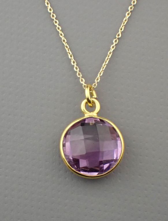 Amethyst and 14k gold pendant necklace