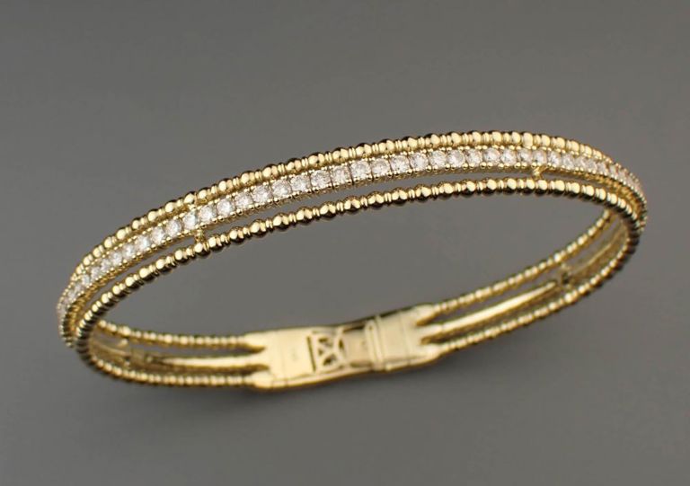 14k yellow gold diamond wire bracelet