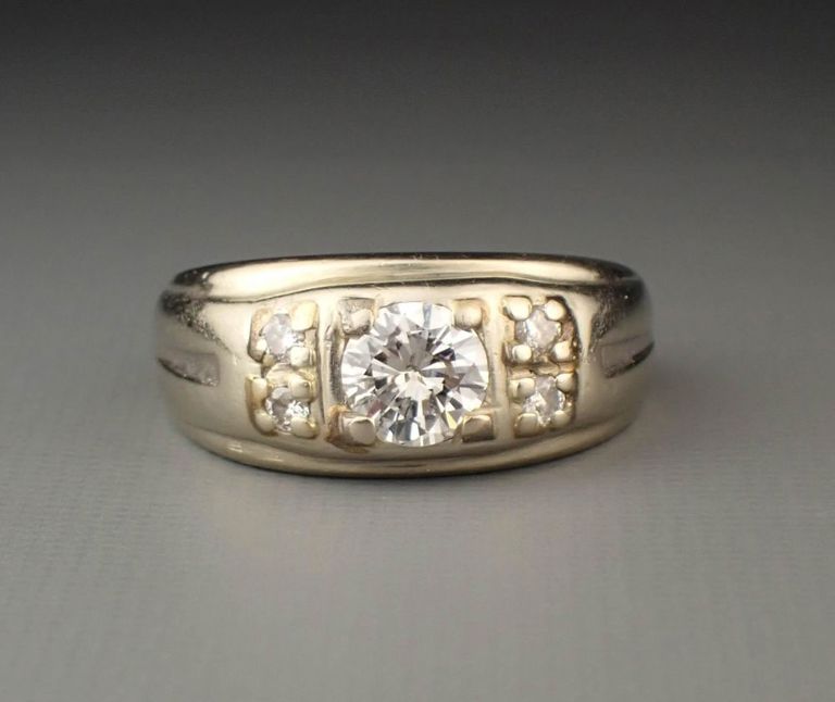 Men's 14k white gold diamond ring