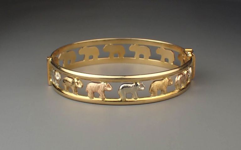 Italian 14k tri-color gold bangle bracelet