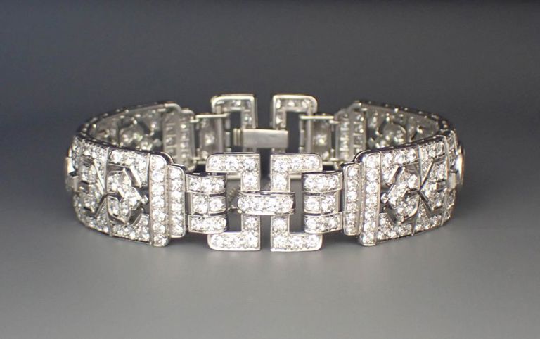 Estate diamond and platinum bracelet with appraisal