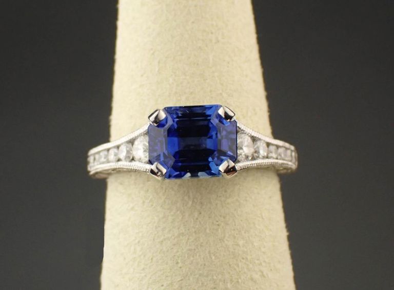 Tacori sapphire, diamond and platinum ring