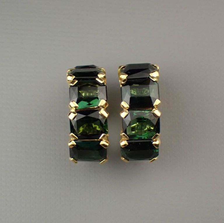 18k yellow gold green tourmaline earrings