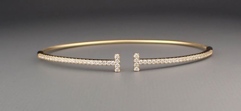 14k yellow gold diamond Tiffany style bracelet