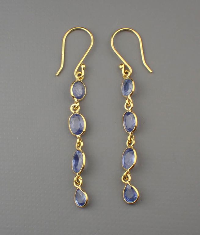 18k yellow gold sapphire drop earrings