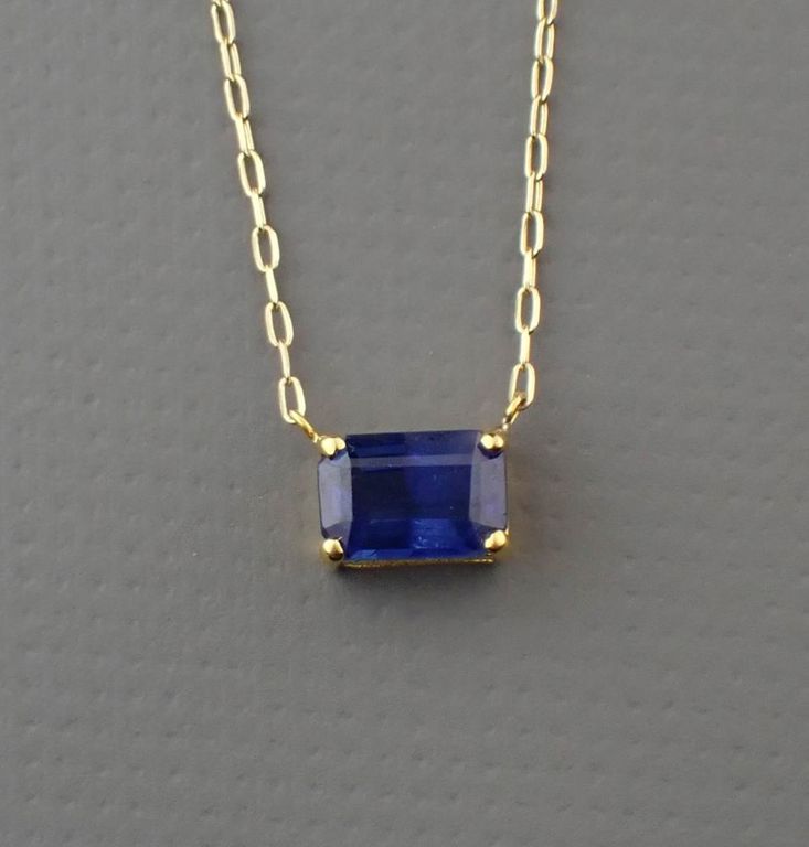 14k yellow gold sapphire solitaire necklace