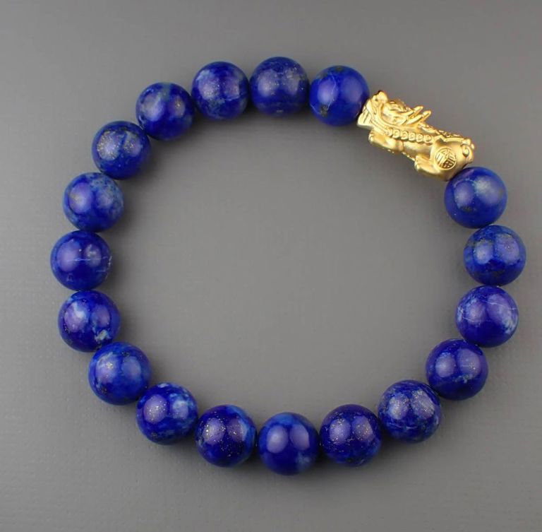 Lapis and 22k gold feng shui bracelet