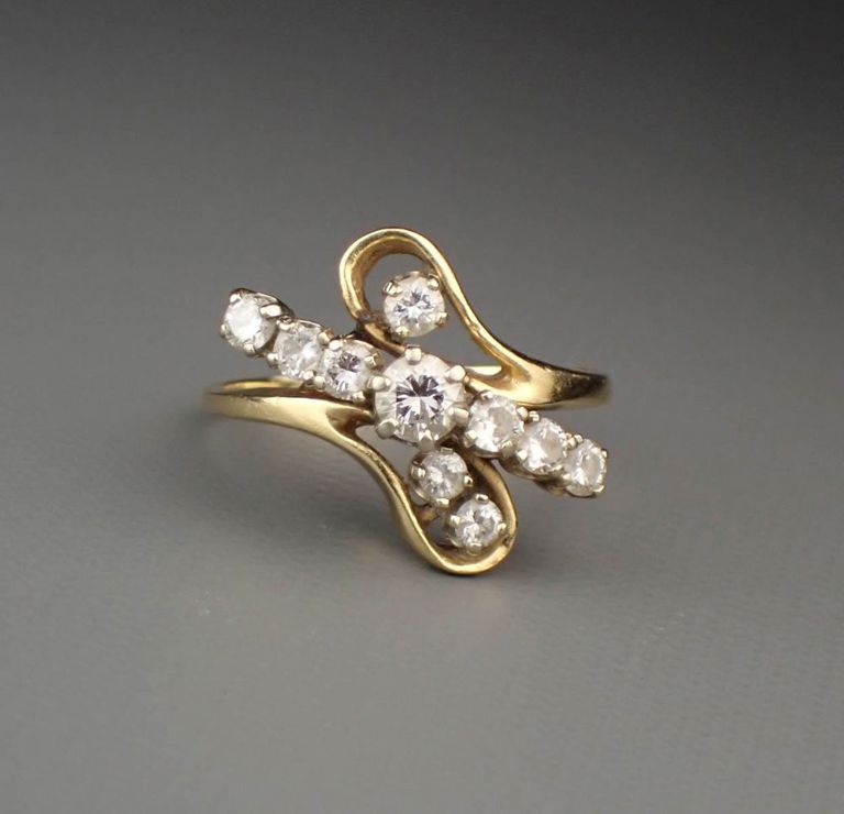 14k yellow gold ring with diamonds