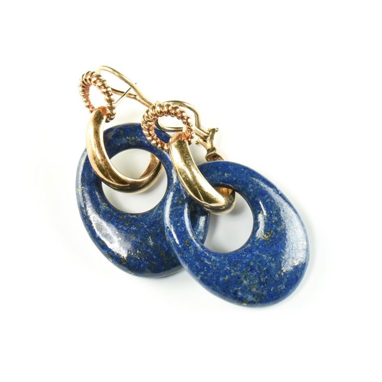 Pair of 14k yellow gold earrings with dangles