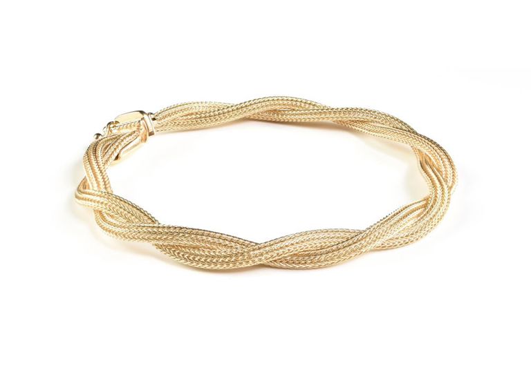 Italian 14k yellow gold double twist mesh bracelet