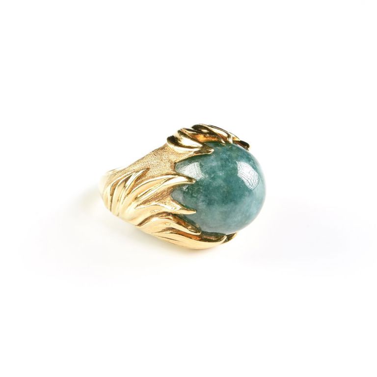 18k yellow gold and jade cocktail ring