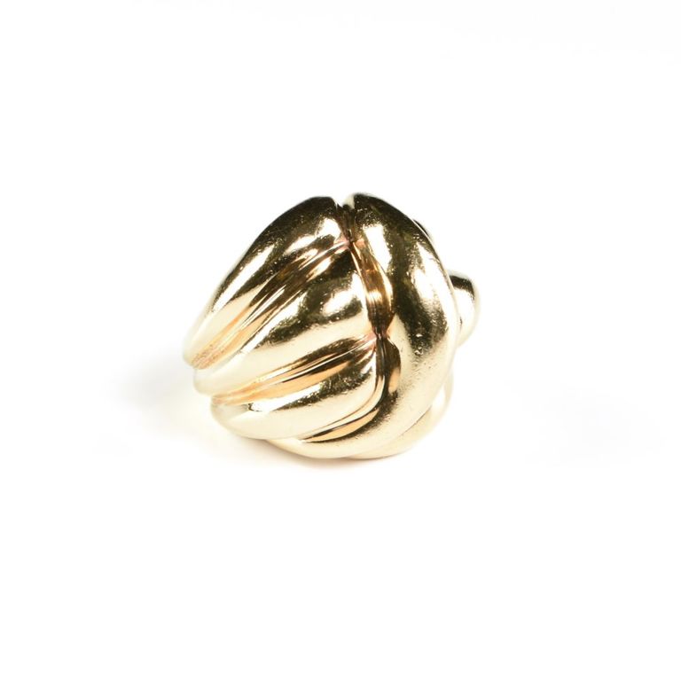 14k yellow gold woven knot form ring