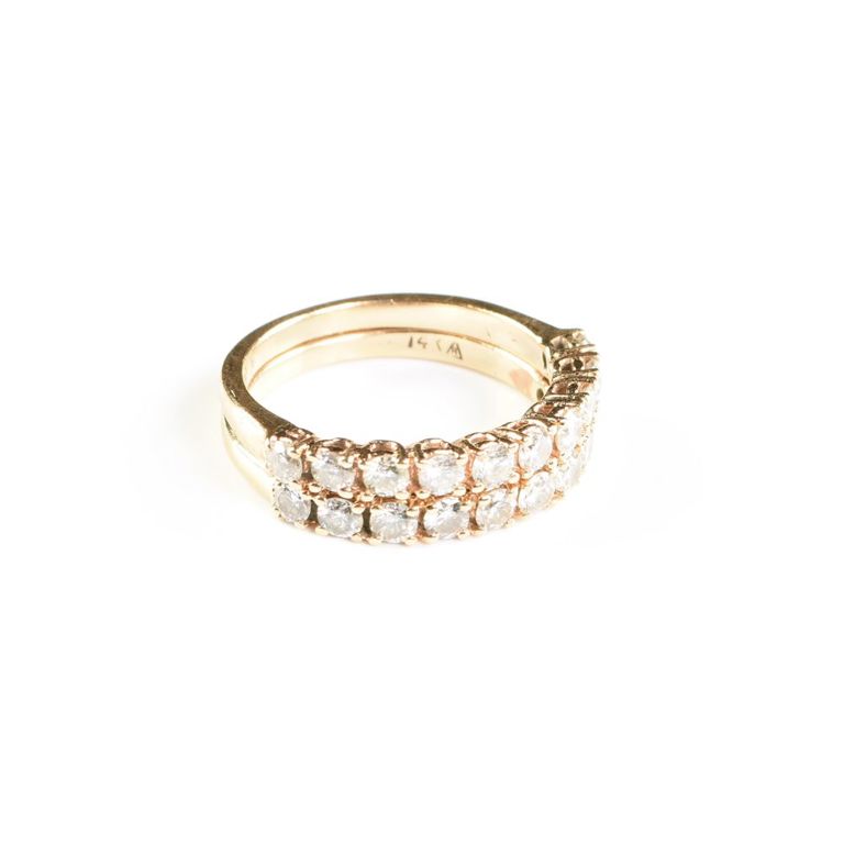 Pair of 14k yellow gold and diamond lady's rings