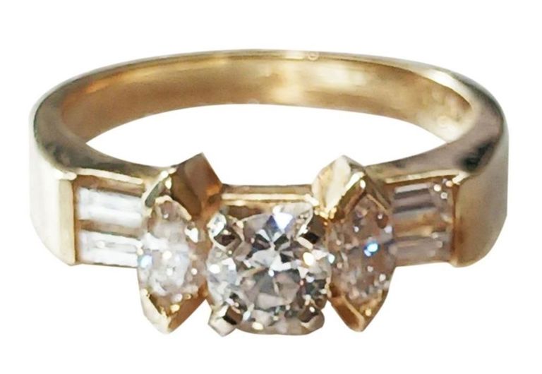 ady's diamond solitaire 14k ring with diamond accents