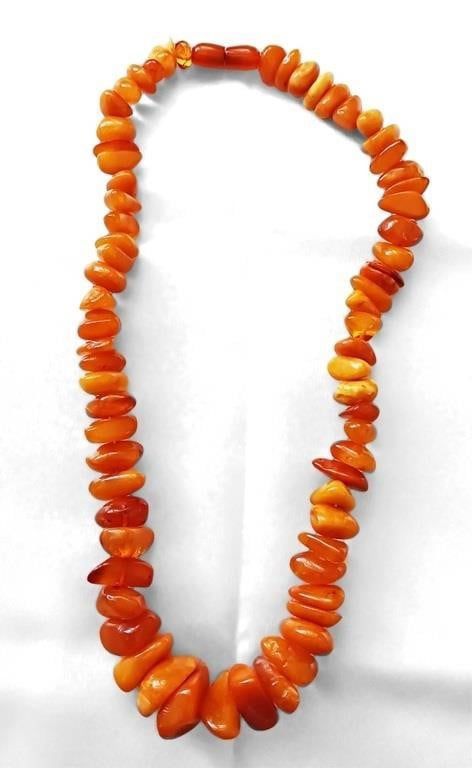 Ladys amber butterscotch nugget necklace