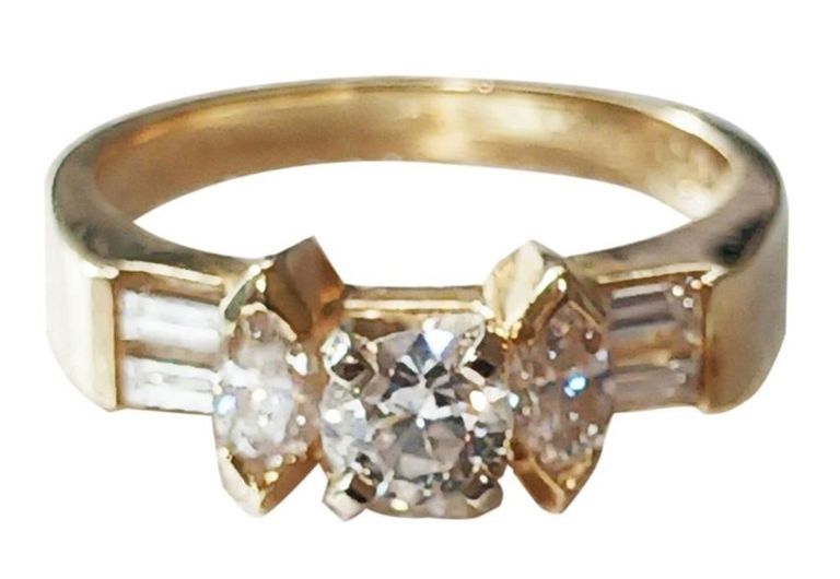 ady's diamond solitaire 14k ring with diamond accents
