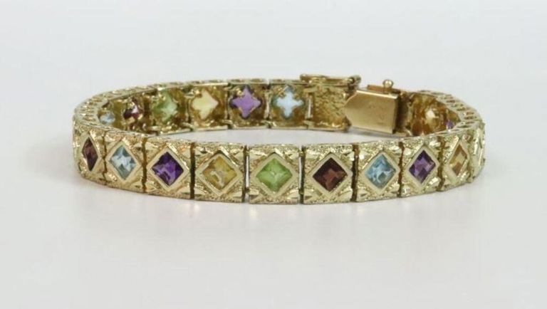 14k multi gemstone bracelet