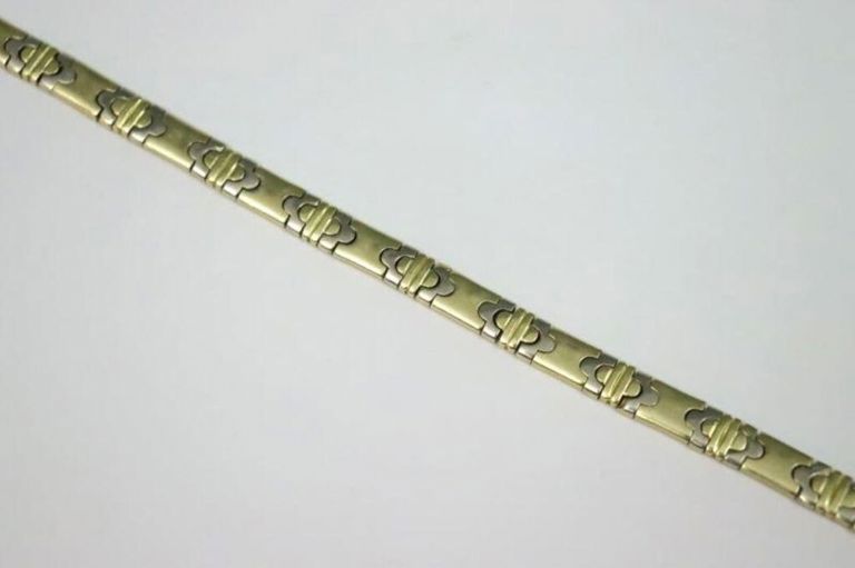 14k bicolor fancy link bracelet