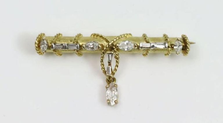 18k diamond drop bar pin