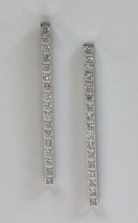 Pair Cartier diamond pendant earrings