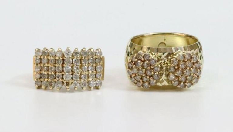 Diamond cluster rings in 14k gold