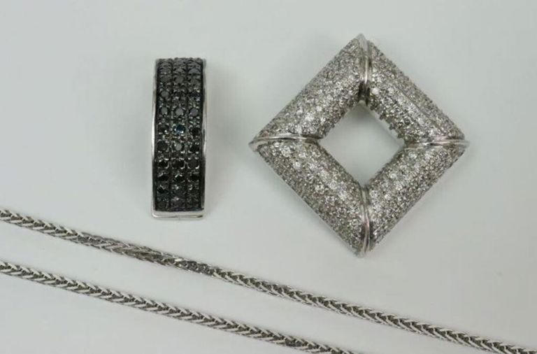 18k and 14k diamond pendant, enhancer, and neckchain