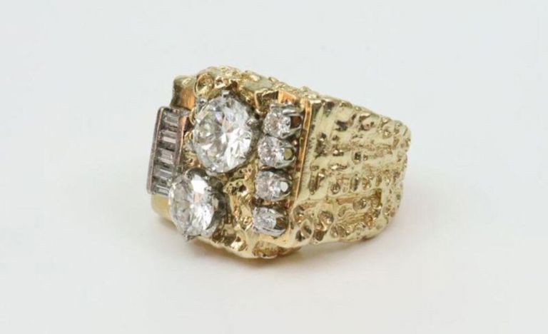 Gents 14k yellow gold diamond ring