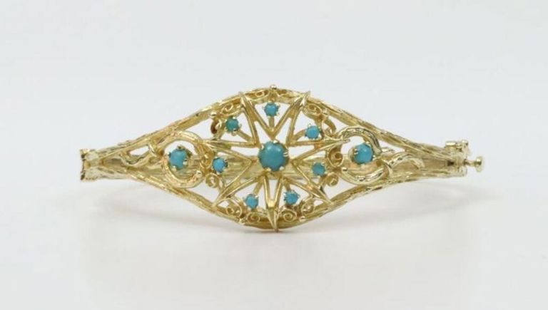 14k turquoise bangle bracelet