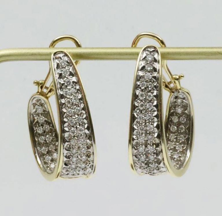14k diamond hoop earrings