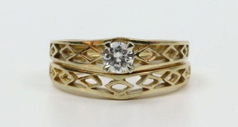 14k wedding set by Orange Blossom Jewelers