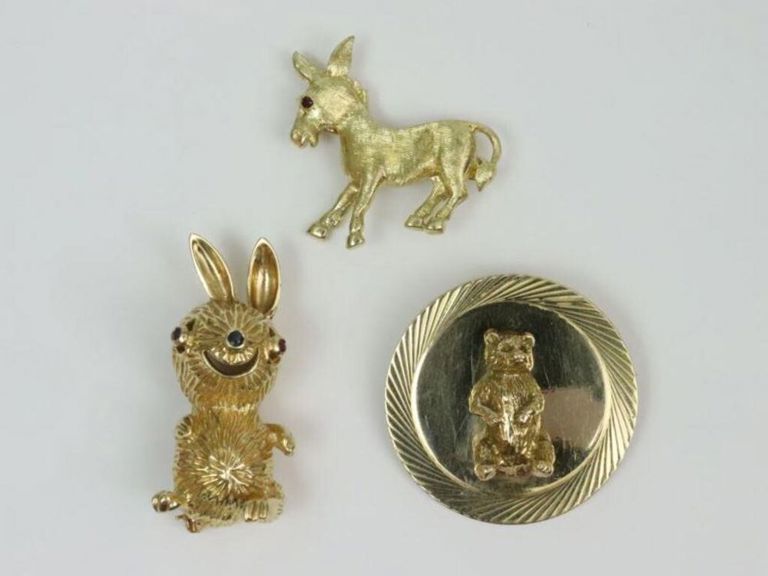 (3) 14K ANIMAL PINS