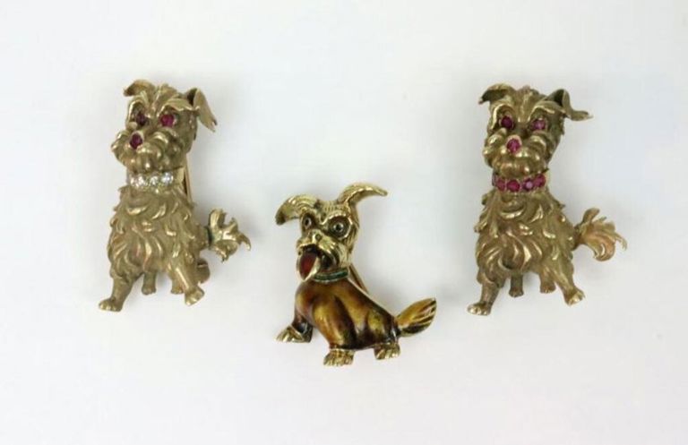 14k dog pins