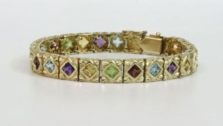 14k multi gemstone bracelet