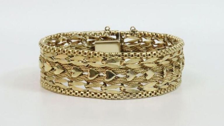 14k mesh & heart link bracelet